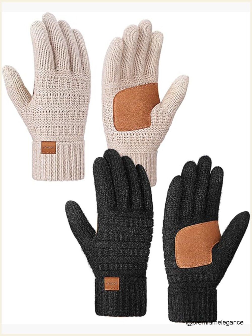 2 Pairs Women Winter Touchscreen Gloves Wool Knit Alpaca Fleece Anti-Slip